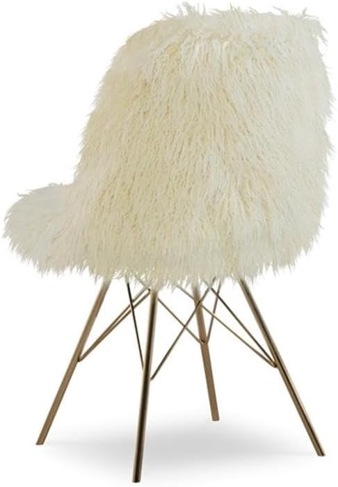 Pemberly Row Set of 2 Writing Desk with Criss Cross Legs & Faux Fur Accent Chair
