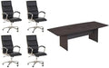 Pemberly Row Set of 5 - Gray Conference Table & 4 Black Executive Chairs