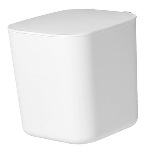 SOLUSTRE Slim Trash Can Lid Kitchen Garbage Can Desktop Trash Bin Plastic Mini Trashcan
