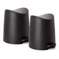 Small Plastic Bathroom Trash Can with Lid 3 Liter Modern Curved Step On Trash Can with Foot Pedal, Mini Kitchen Waste Bin, Durable and Soft Close for Bedroom, Office, Under Desk (Black-2 Pack)