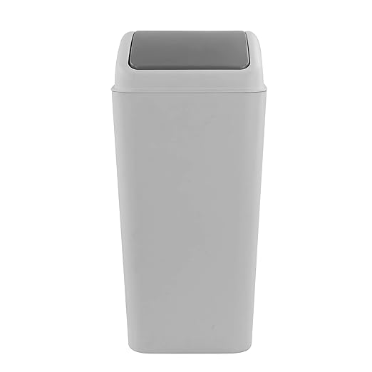 4.2 Gallon Swing Lid Trash Can, Plastic Waste Bin Garbage with Lid, Grey