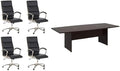 Pemberly Row Set of 5 - Cherry Conference Table & 4 Black Executive Chairs