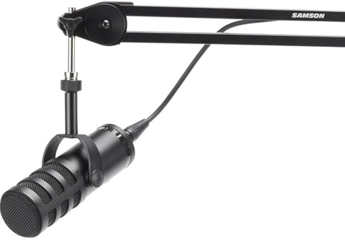 SAMSON Q9U XLR/USB Dynamic Broadcast and Podcasting Microphone Bundled with 20ft XLR Cable + Pop Filter + Microphone Arm + Microfiber Cleaning Cloth (5 Items)
