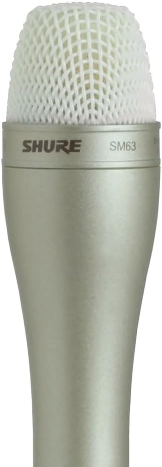 Shure SM63 Omnidirectional Dynamic Vocal Microphone with 14.5cm Handle for Handheld Applications On-Stage and in Broadcast, Recording, and TV Studios, 3-pin XLR Connector - Champagne (SM63)