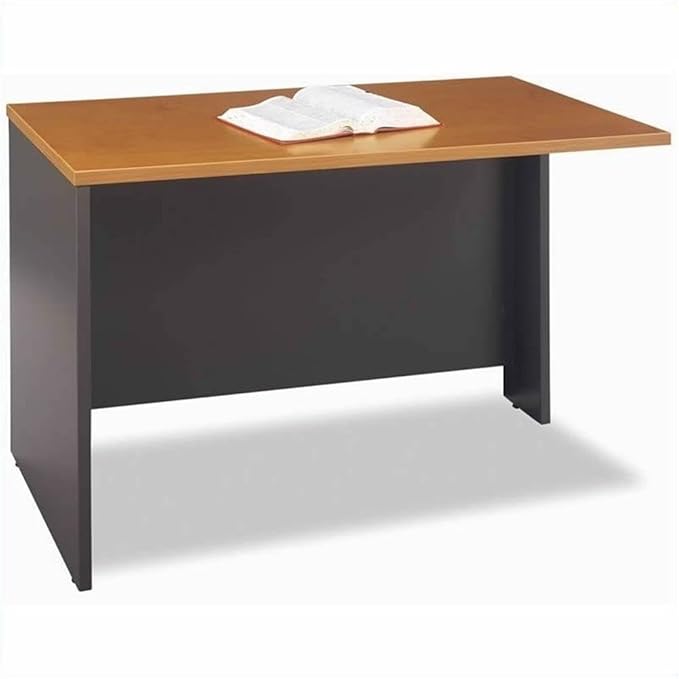 Bush Furniture U-Shape Wood Credenza Desk Set in Natural Cherry