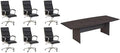 Pemberly Row Set of 7 - Gray Conference Table & 6 Black Executive Chairs