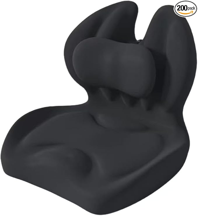 Adjustable Memory Foam Lumbar Cushion - Ergonomic Lower Back Support Pillow with Cotton Cover, Mid-Height Customizable Design for Office Chair, Car Seat, Long Sitting (Black, Large)
