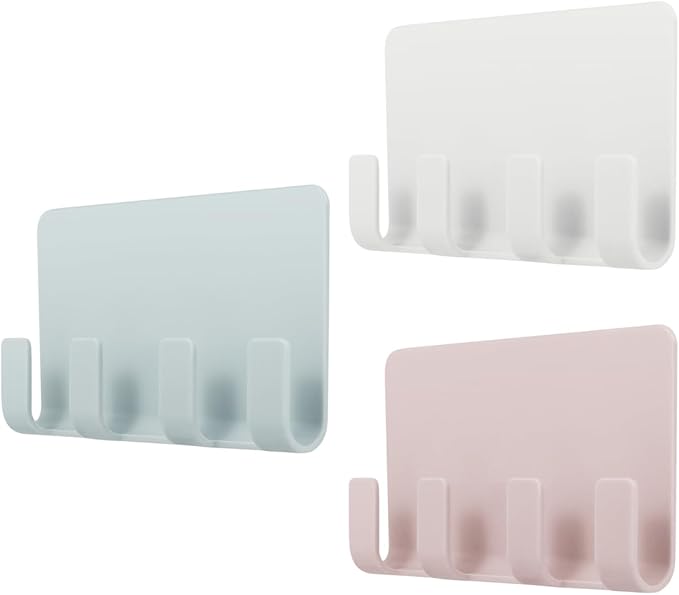 Cell Phone Wall Mount, 3 Pack Multi Purpose Plastic Phone Charging Dock Holder Shaving Razor Towel Hook Bracket for Smartphone Tablet eReader (Mixed Color)