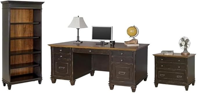 Pemberly Row Set of 3 Fully Assembled Office Desk & Filing Cabinet & Bookcase