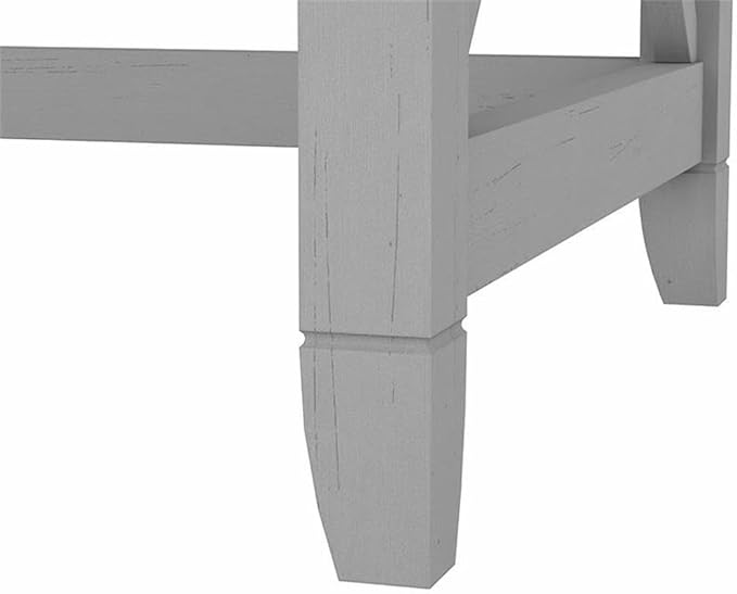 Pemberly Row 60W L Shaped Desk with Lateral File Cabinet, Engineered Wood, Cape Cod Gray Finish, 2 Drawers, Farmhouse Style Home Office Workstation with Storage