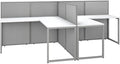 Scranton & Co 2 Person Engineered Wood L-Shaped Cubicle Desk, 60W x 24D Work Surface, 45H Panels, Thermally Fused Laminate, White Finish, Metal Legs, Office Workstation with Privacy Panels