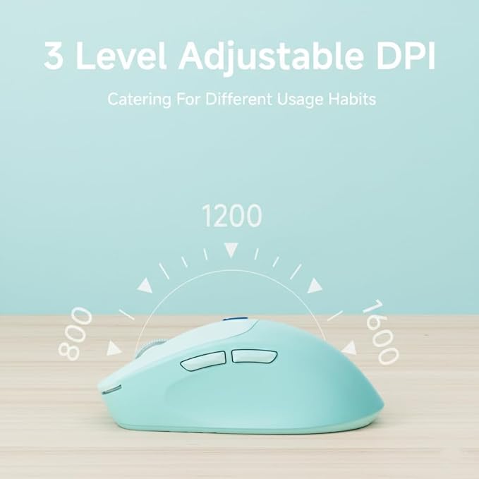 SEUNKWANG EWEADN Q5 Wireless Mouse, Bluetooth & 2.4G Quiet Computer Mouses with Battery Level Display, 1600 DPI, Ergonomic Office Mouse, 6 Button Portable Cute Computer Mouse for Laptop/PC/Mac - Blue