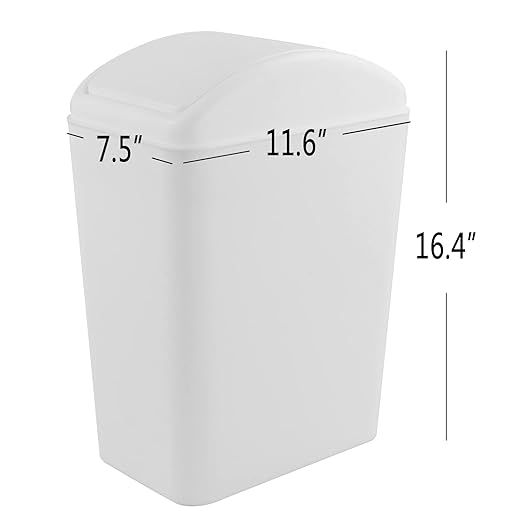 4.2 Gallon Swing Lid Trash Can, Plastic Waste Bin Garbage with Lid, White