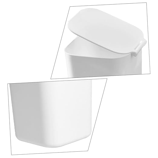 SOLUSTRE Slim Trash Can Lid Kitchen Garbage Can Desktop Trash Bin Plastic Mini Trashcan