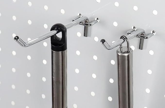 8 Inch Heavy Duty Pegboard Hooks, 12 Pack, Stainless Steel Chrome Finish, Universal Fit for 1/8 and 3/16 Inch Boards, Garage and Tool Storage Organization