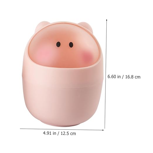 Happyyami Kawaii Countertop Slim Trash Bin Lid for Desktop Cartoon Trash Can Lid Trashcan for Office