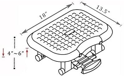 ApexDesk AMTR-18135 Massaging Footrest with Ergonomic Design and Tilt Angle for Leg Support with Three Adjustable Height Options and Non-Skid Surface 18" L x 13.5" W, Black