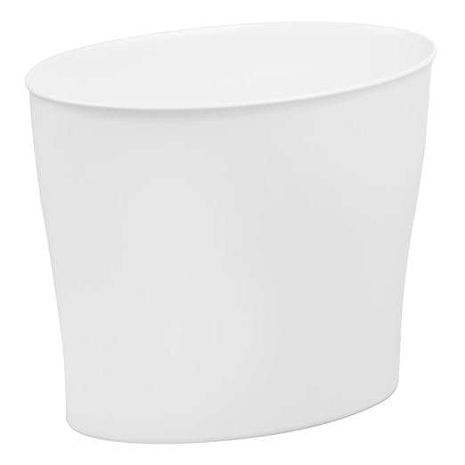 iDesign Small Oval Trash Can - Ideal for Bathroom or Home Office - Set of 2 - White - Made in USA