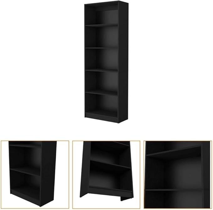 Home Square 2-Piece Set with Writing Desk and 4 Shelves Bookcase in Black
