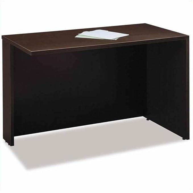 Bush Furniture Series C U-shape Wood Desk and Credenza Set in Mocha Cherry