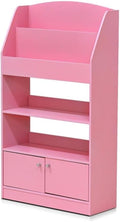 Furinno Lova Magazine/Bookshelf with Storage Cabinet, Pink, 9.45D x 24.57W x 43.31H in