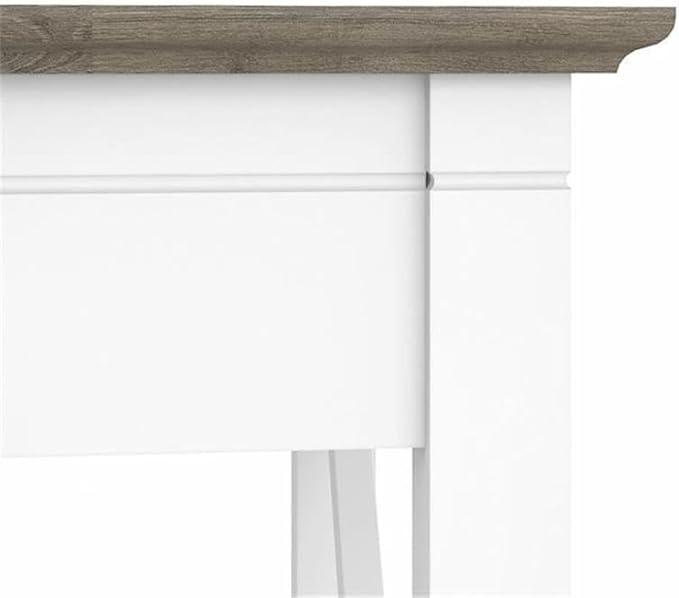 Pemberly Row L Desk with Lateral File Cabinet, White and Gray Finish, Engineered Wood, 60W x 60D Desk and 30W File Cabinet, Durable Home Office Furniture Set with Storage Drawers, Coastal Farmhouse