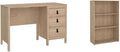 Pemberly Row Set of 2 Writing Desk & Adjustable 3-Shelf Bookcase in Brown