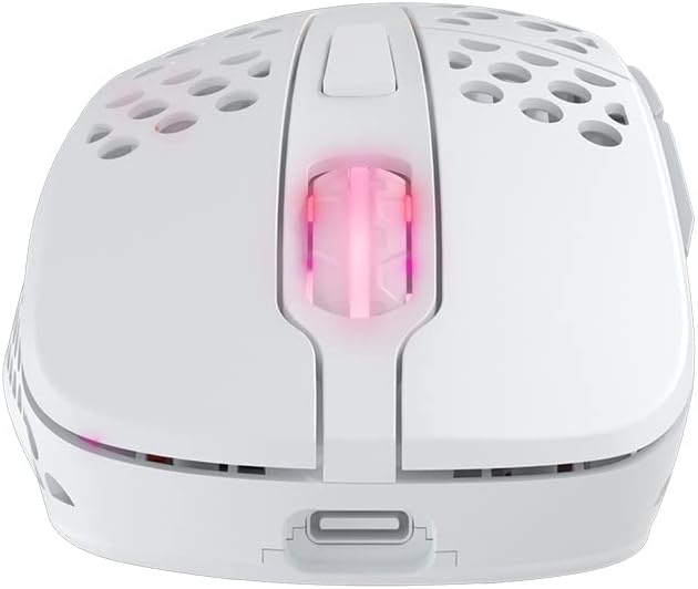 Xtrfy M4 Wireless, Wireless Ultra-Light Gaming Mouse, Optimised for E-Sports, 2.4 GHz, RF RGB Lighting, Adaptable Ergonomic Right-Handed Mouse, Rechargeable, White