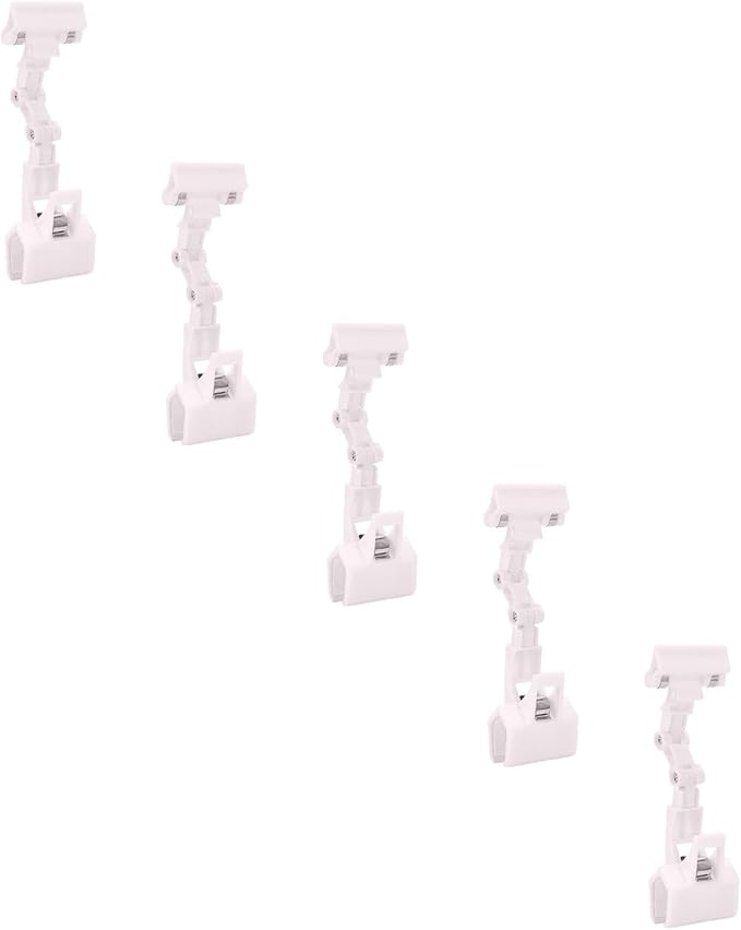Generic 5Pcs Adjustable File Holders, Flexible Foldable Document Clips, Double Sided Clip On Sign Holder for Table Top, Rotatable Paper Copy Holder Clip, Handy Artist Supplies Clamp (White)
