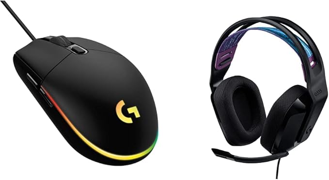 Logitech G335 Wired Gaming Headset + G203 Wired Gaming Mouse Bundle - Black