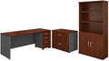 Bush Business Furniture Series C 72W Office Desk with Bookcase and File Cabinets in Hansen Cherry
