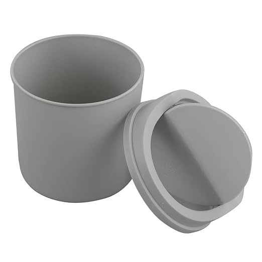 Plastic Desktop Mini Trash Can with Swing Lid, Grey