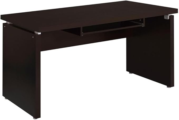 Pemberly Row 2-Piece Wood Home Office Set, L-Shape Desk and Filing Cabinet, 82.75" W x 67" D x 30.75" H, Cappuccino Finish, MDF Construction, Slide-Out Keyboard Tray, 3-Drawer Storage