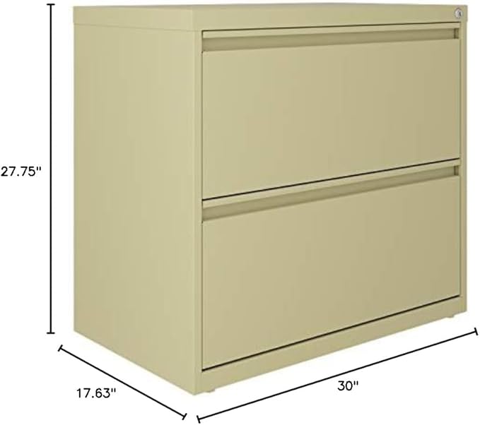 Hirsh 30" W 2 Drawer Metal Lateral Cabinet Set Beige with Front to Back Rails, Fully Assembled