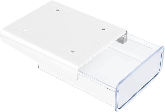 yuntop 1 Pcs Under Desk Drawer, Under Table Hidden Organizer, Plastic Self-adhesive Slide out Under Desk Storage Drawer for Office Dresser Home School Stationery Kitchen (White)