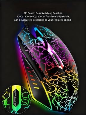 Maine Wired Gaming Mouse, with Four-Color LED Lighting Effect, Equipped with 6 Silent Click Buttons, Available for Factory Wholesale Sales (Black, 100PACK)