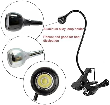 LED Desk Lamp Clip On Light,360°Flexible Gooseneck and Clamp Reading Light,Portable USB Powered Task Light with Clamp,Night Light Clip on for Desk, Bed Headboard and Computers Black