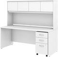 Bush Business Furniture Studio C 72W x 30D Office Desk with Hutch and Mobile File Cabinet in White, Large Computer Table with Storage for Home or Professional Workspace