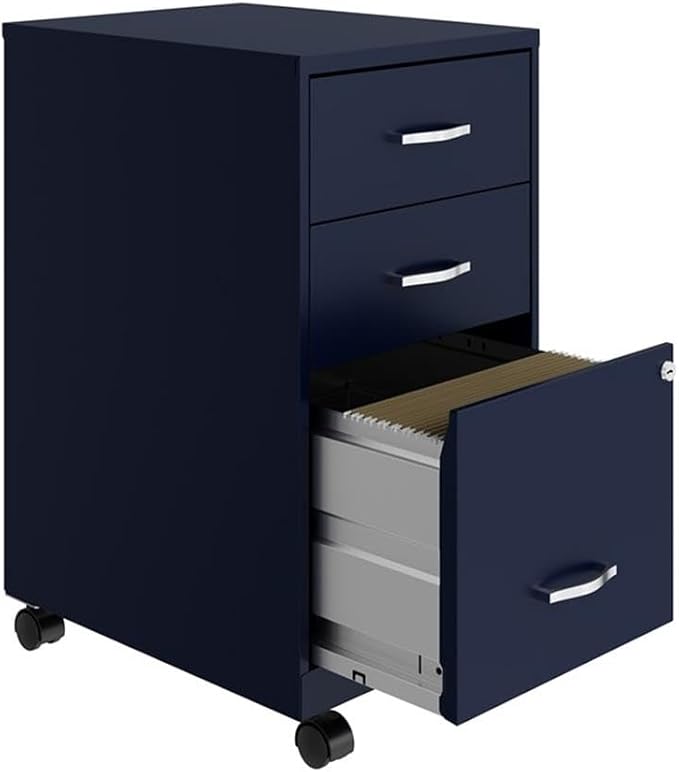 Home Square 2-Piece Set with Mobile Desk & 18" File Cabinet in Navy
