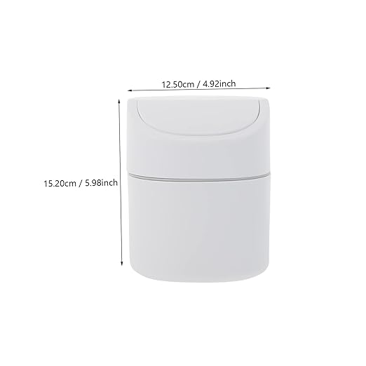 CHILDWEET Mini Flip Lid Trash Can Slim Office Desktop Trash Bin Smart Wastepaper Container