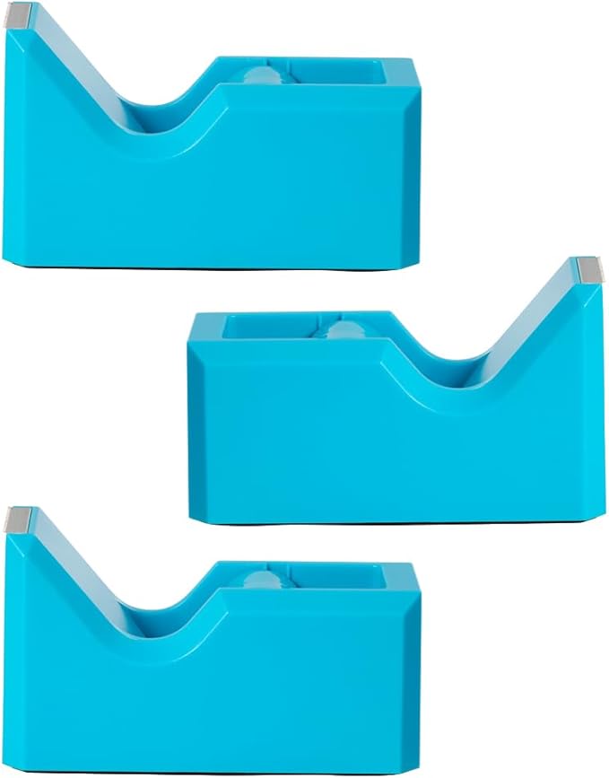 JAM PAPER Colorful Desk Tape Dispensers - Blue - 3/Pack