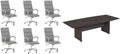 Pemberly Row Set of 7 - Gray Conference Table & 6 Light Gray Executive Chairs
