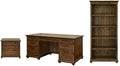 Pemberly Row Set of 3 Fully Assembled Executive Desk & Filing Cabinet & Bookcase
