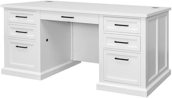 Pemberly Row Set of 3 Fully Assembled Office Desk & Filing Cabinet & Bookcase