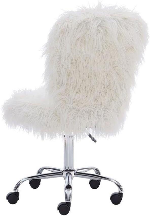 Pemberly Row Set of 2 Faux Fur Upholstered Armless Office Task Chair & Desk