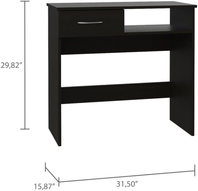 Black Home Office Set with Keyboard Tray & 5 Shelves - Two-Piece Desk & Bookcase