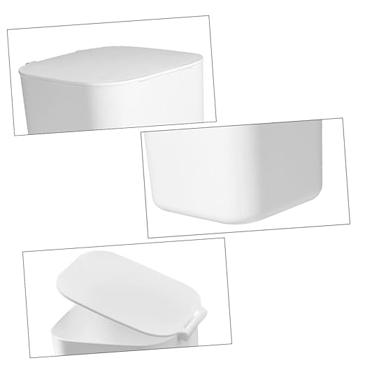 SOLUSTRE Slim Trash Can Lid Kitchen Garbage Can Desktop Trash Bin Plastic Mini Trashcan