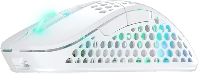Xtrfy M4 Wireless, Wireless Ultra-Light Gaming Mouse, Optimised for E-Sports, 2.4 GHz, RF RGB Lighting, Adaptable Ergonomic Right-Handed Mouse, Rechargeable, White