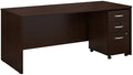 Bush Business Furniture Series C 72W x 30D Office Desk with Mobile File Cabinet in Mocha Cherry, Large Workstation with Rolling Storage Drawers for Workspace