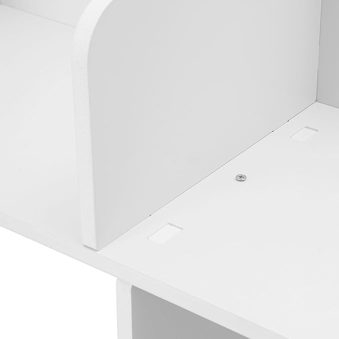 Desk Hutch with 6 Shelves Desktop Bookshelf Multi-Functional Desktop Organizer 3 Tire Desk Storage Shelf for Home Office (White)